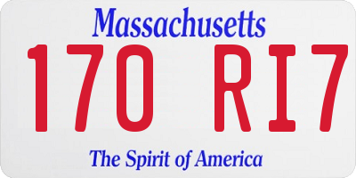 MA license plate 170RI7