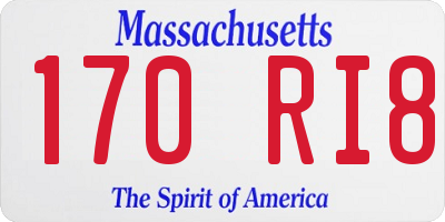 MA license plate 170RI8