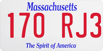 MA license plate 170RJ3