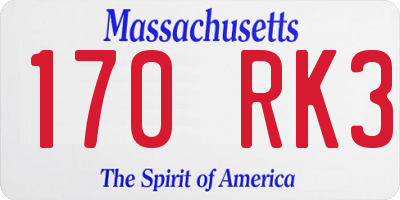 MA license plate 170RK3