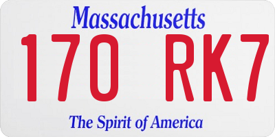 MA license plate 170RK7