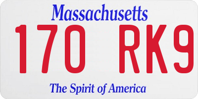 MA license plate 170RK9