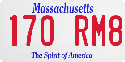 MA license plate 170RM8