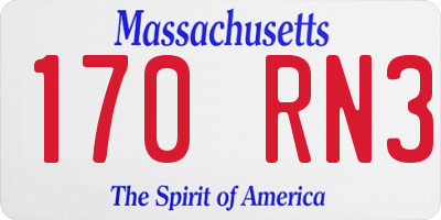 MA license plate 170RN3
