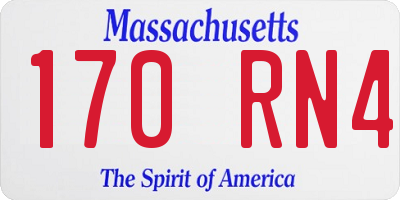 MA license plate 170RN4