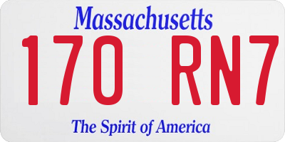 MA license plate 170RN7