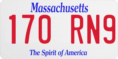 MA license plate 170RN9