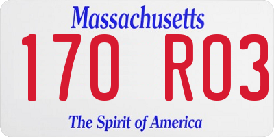 MA license plate 170RO3