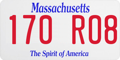 MA license plate 170RO8