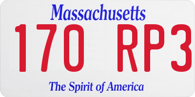 MA license plate 170RP3