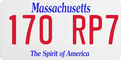 MA license plate 170RP7