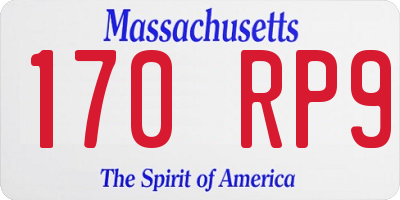 MA license plate 170RP9