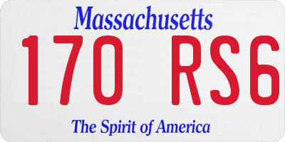 MA license plate 170RS6
