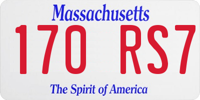 MA license plate 170RS7