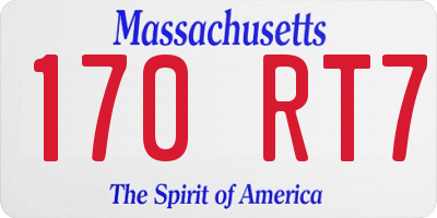 MA license plate 170RT7