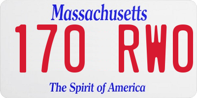 MA license plate 170RW0