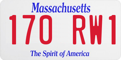 MA license plate 170RW1
