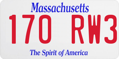 MA license plate 170RW3