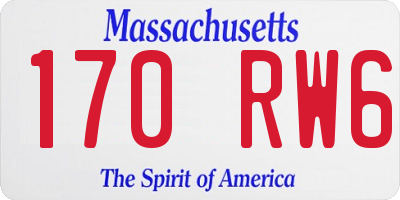 MA license plate 170RW6