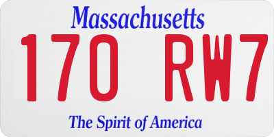 MA license plate 170RW7