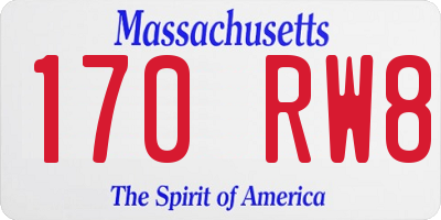 MA license plate 170RW8