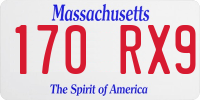 MA license plate 170RX9