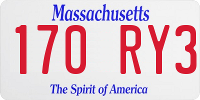 MA license plate 170RY3