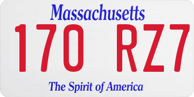 MA license plate 170RZ7