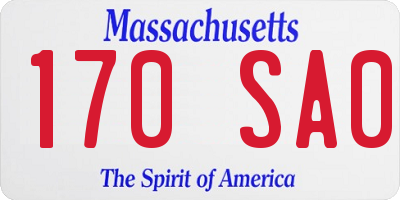 MA license plate 170SA0
