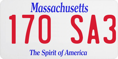 MA license plate 170SA3