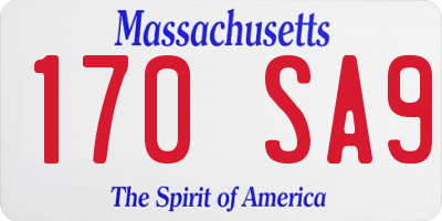 MA license plate 170SA9