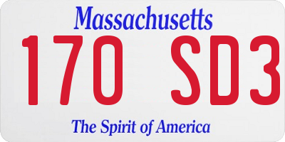 MA license plate 170SD3