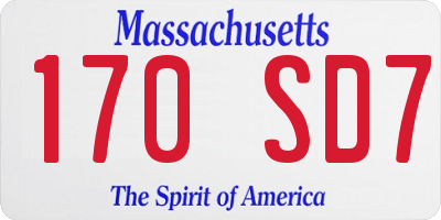MA license plate 170SD7