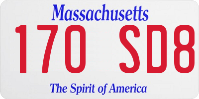 MA license plate 170SD8