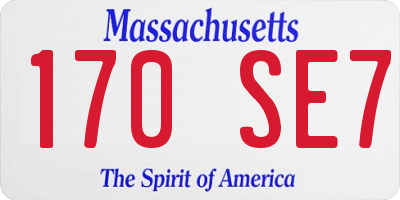 MA license plate 170SE7