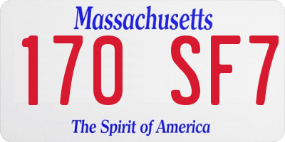 MA license plate 170SF7