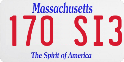 MA license plate 170SI3