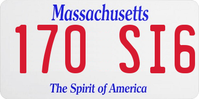 MA license plate 170SI6