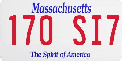 MA license plate 170SI7