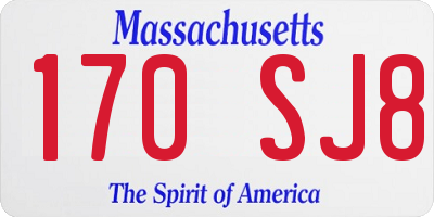MA license plate 170SJ8