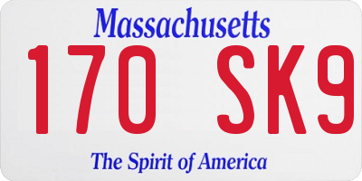 MA license plate 170SK9