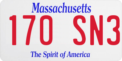 MA license plate 170SN3