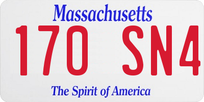 MA license plate 170SN4