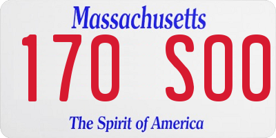MA license plate 170SO0