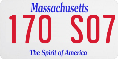 MA license plate 170SO7