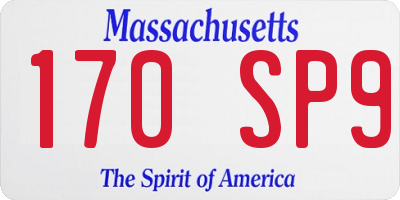 MA license plate 170SP9