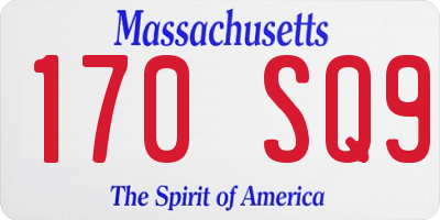 MA license plate 170SQ9