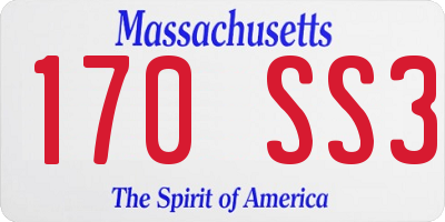 MA license plate 170SS3