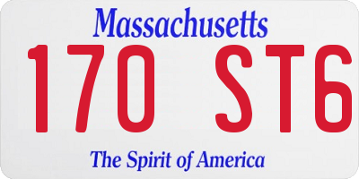 MA license plate 170ST6