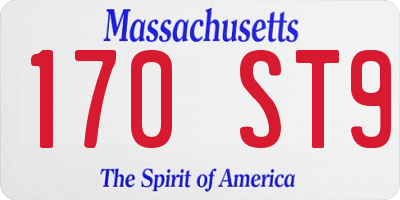 MA license plate 170ST9